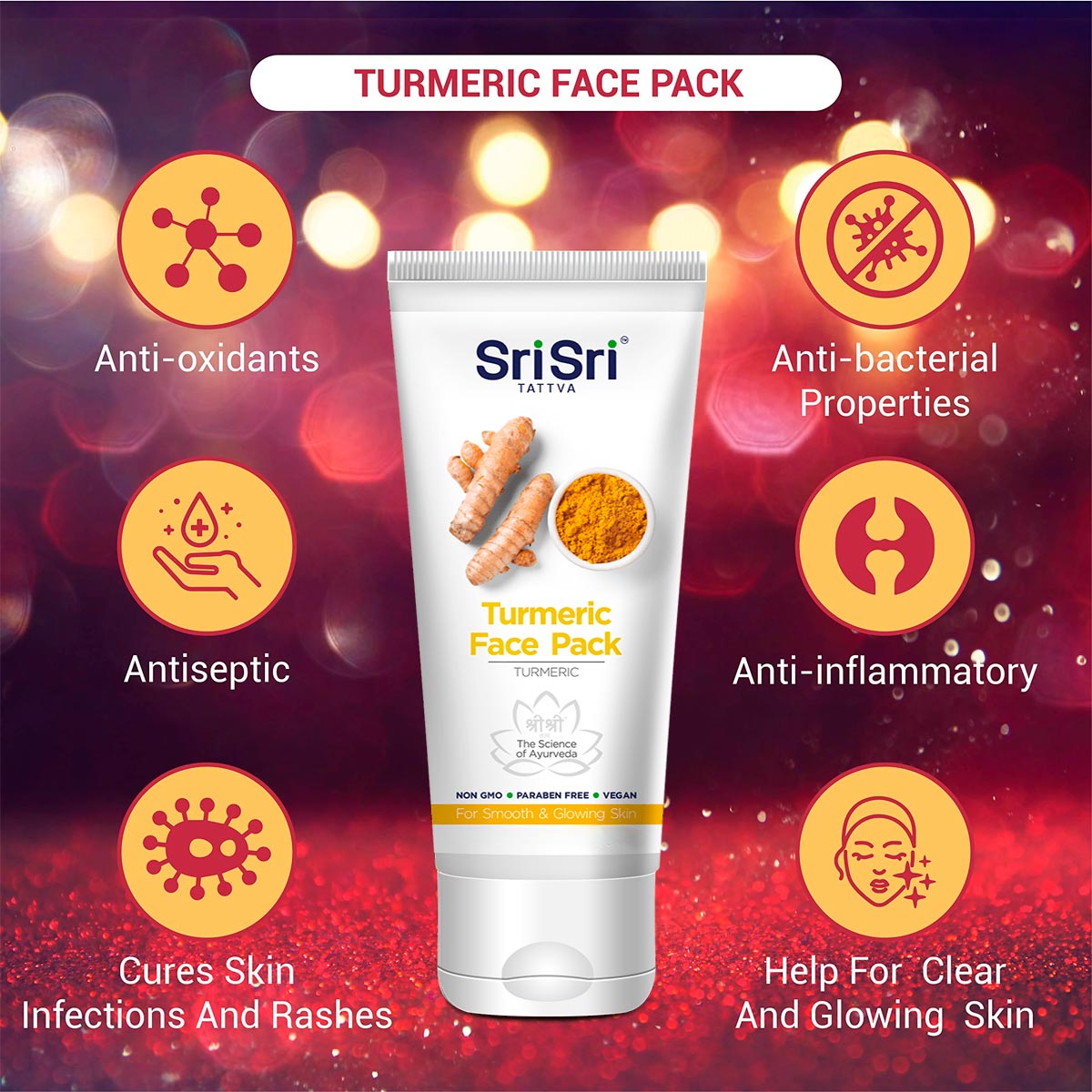 Mascarilla Facial de Cúrcuma x 100g – Antiinflamatoria, Antioxidante y Purificante | Hecha en India