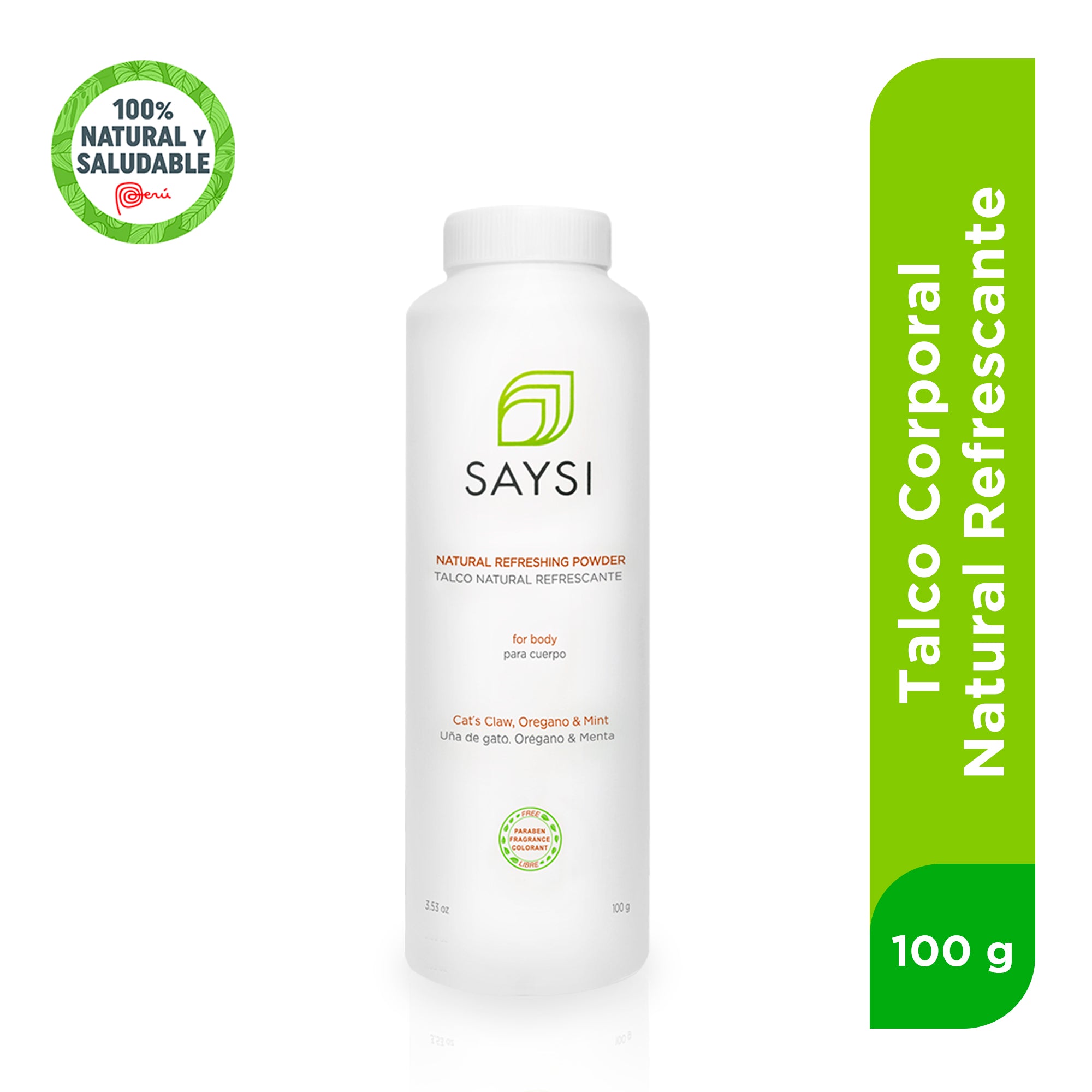 Talco Refrescante Natural con Uña de Gato, Orégano y Menta x 100g