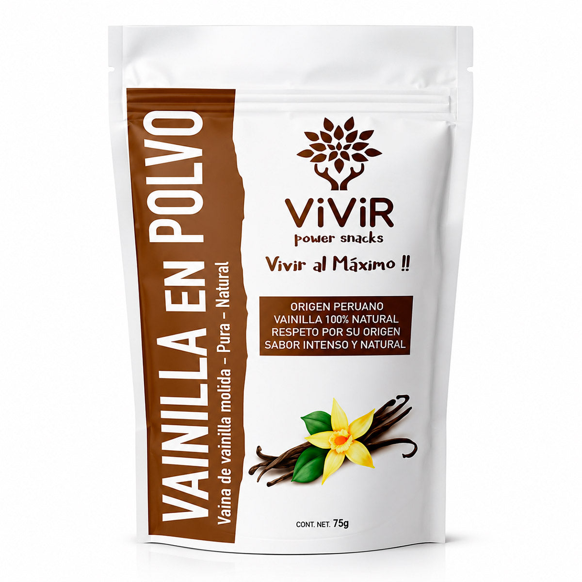 Vainilla en Polvo 100% Pura x 75g | Origen Amazónico Peruano | Sin Azúcar ni Aditivos