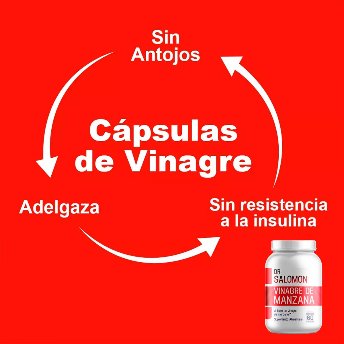 Vinagre de Manzana Orgánico x 60 cápsulas | Abdomen Plano, Digestión y Azúcar en Sangre