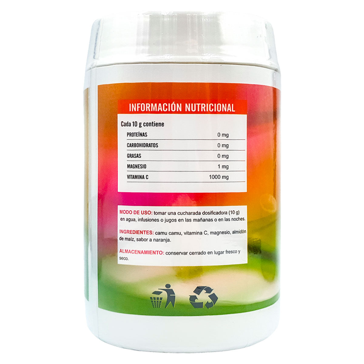 Vitamina C 1000mg con Camu Camu y Magnesio en Polvo x 310g | Refuerza Defensas y Reduce la Fatiga – Sabor Naranja Natural