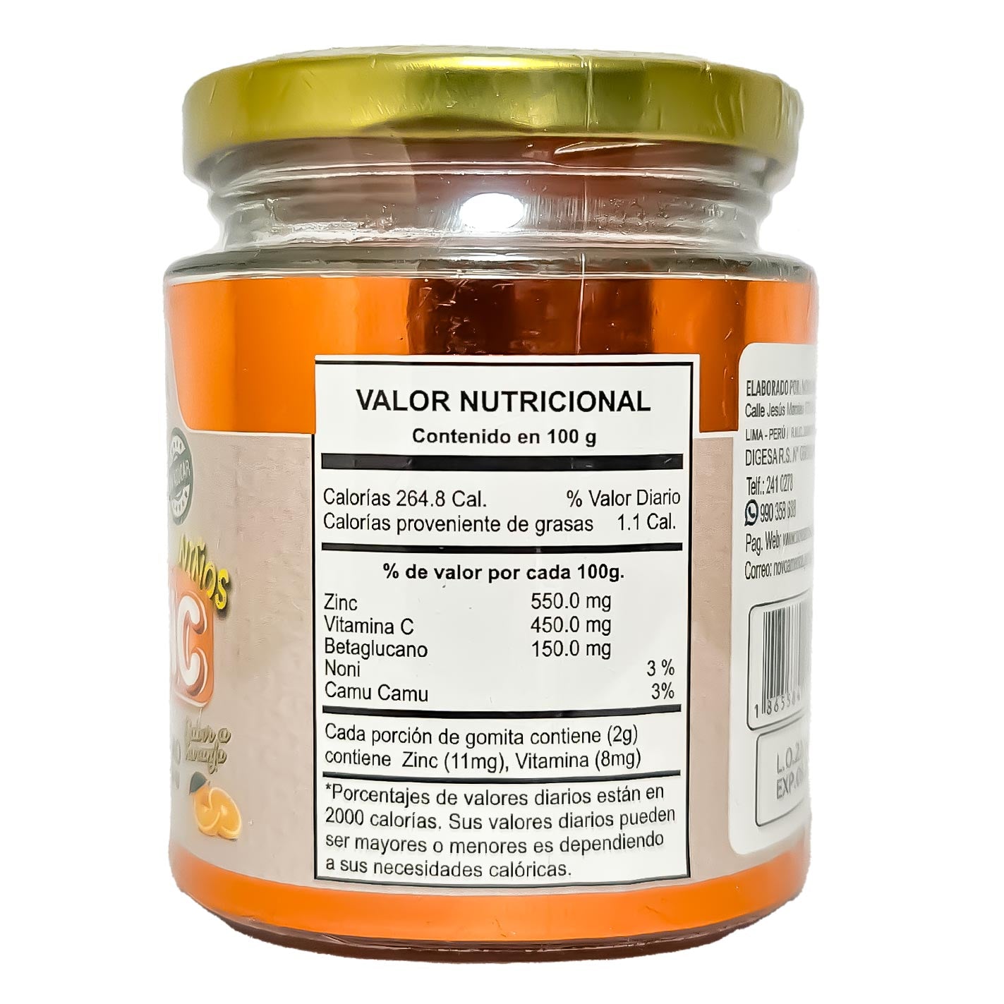 Gomitas de Zinc con Sabor Natural a Naranja para Niños x 70u