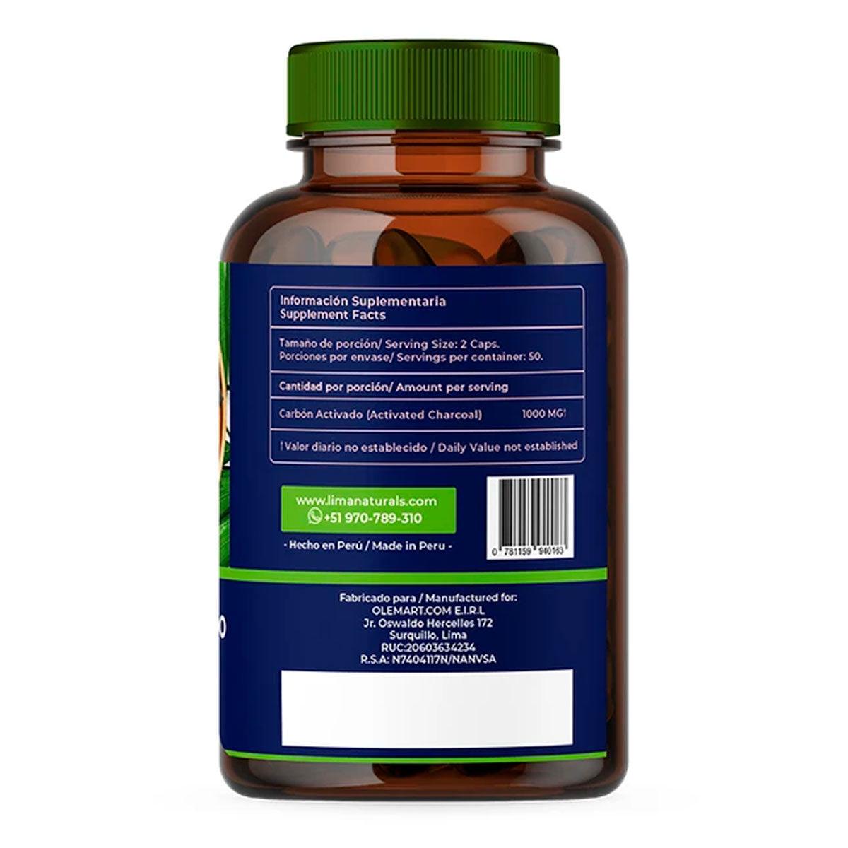 Carbón Activado de Coco en cápsulas (100 x 500mg) - Tikafarma