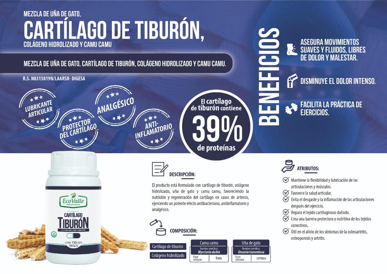 Cartílago de Tiburón en cápsulas (150 x 500mg) - Tikafarma
