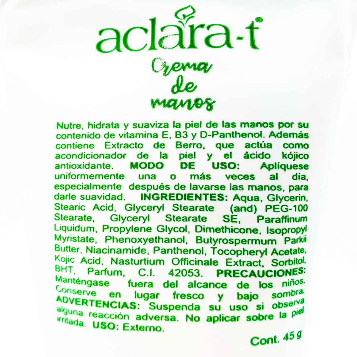 Crema para Manos Aclara-T x 45g - Tikafarma