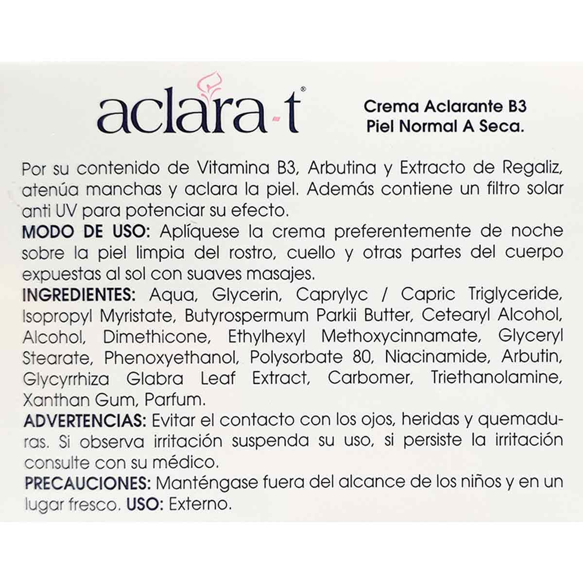 Crema Aclarante - Piel Normal a Seca x 50g - Tikafarma