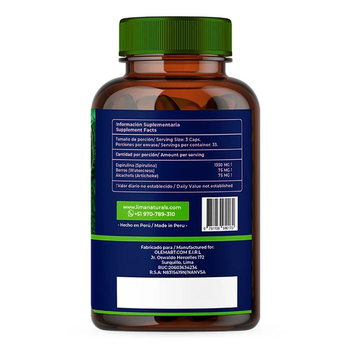 Espirulina en cápsulas (100 x 500mg) - Tikafarma