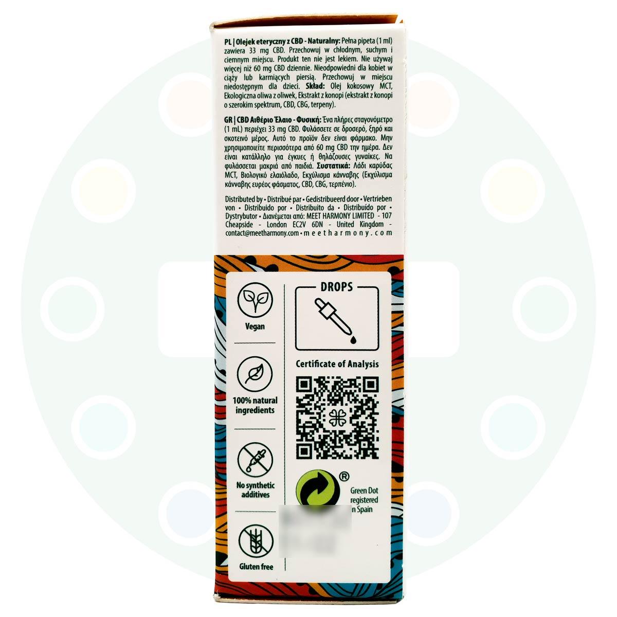 Harmony CBD Oil 1000mg x 30ml (3.3% CBD) - Fuerte - Tikafarma