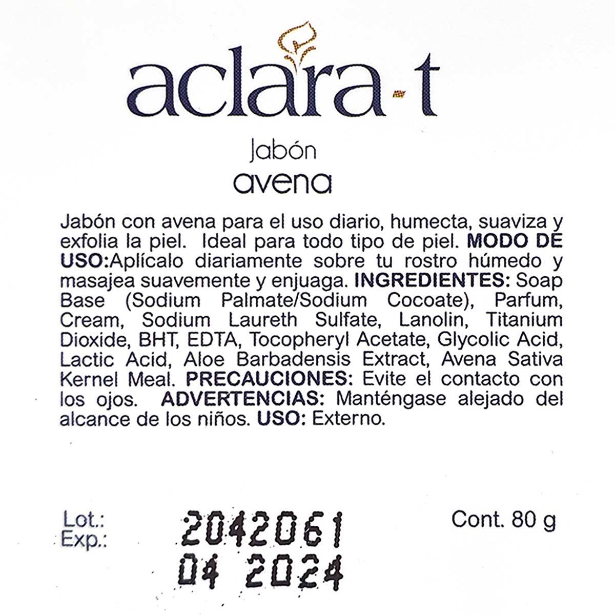 Jabón de Avena Aclara-T x 80g - Tikafarma