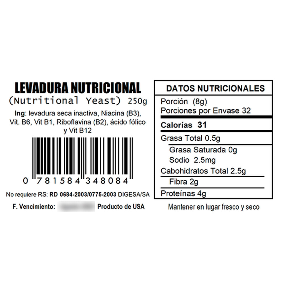 Levadura Nutricional en polvo x 250g