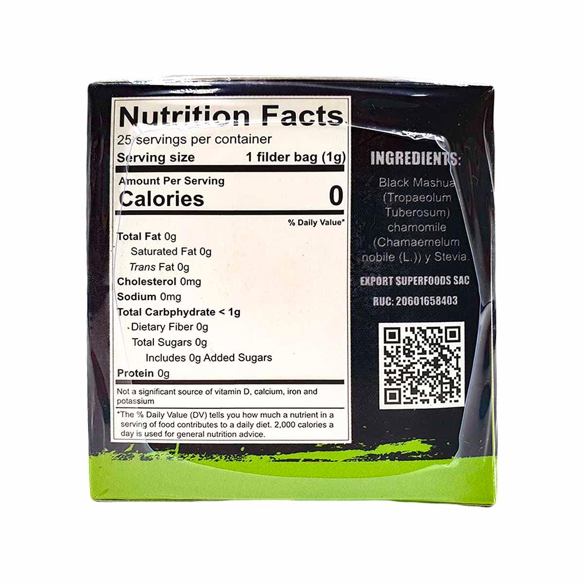 Infusión de Mashua Negra con Stevia x 25 filtrantes - Tikafarma