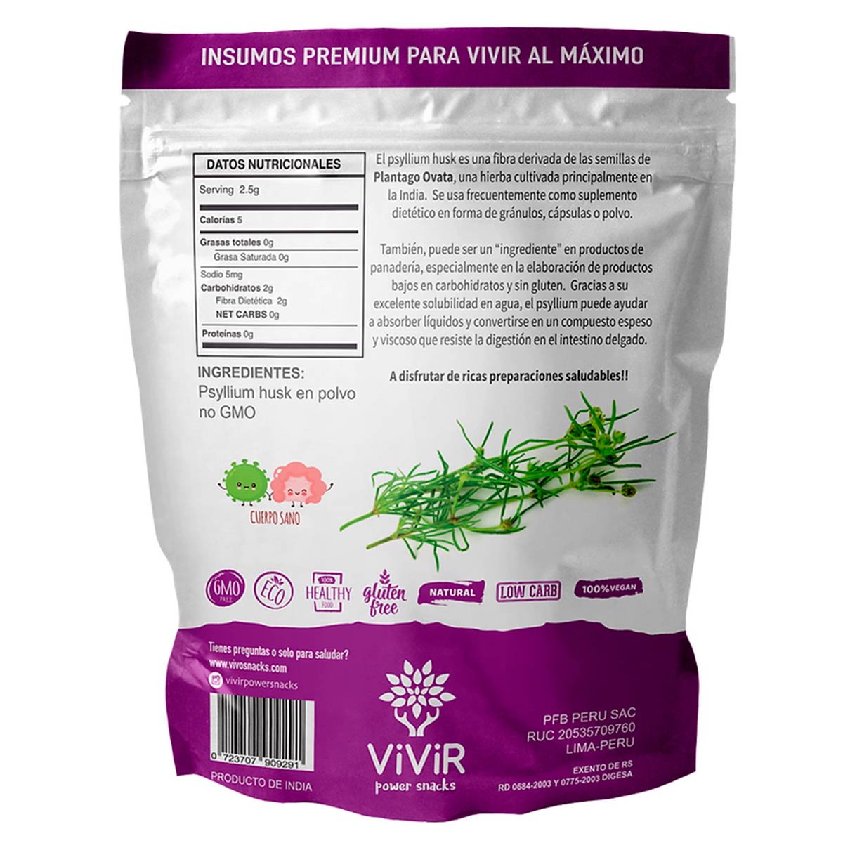 Psyllium Husk en polvo x 284g