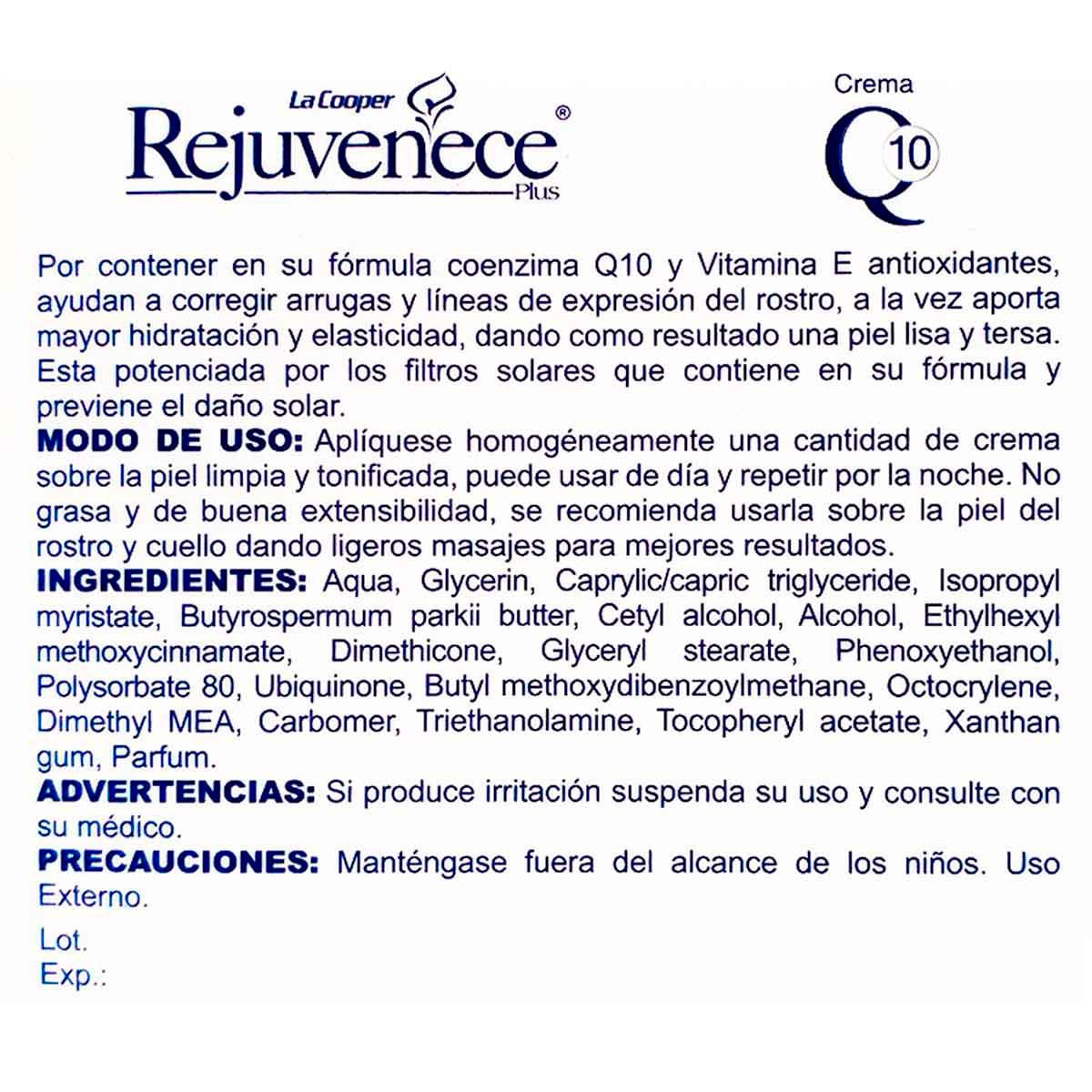 Crema Rejuvenece Plus Q10 x 50g