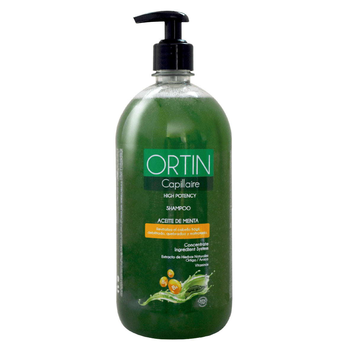 Shampoo Ortin Capillaire x 1L | Ortiga, Menta y Vitaminas para Fortalecer el Cabello