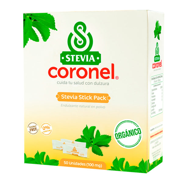 Stevia Coronel Pura y Orgánica en polvo - Stick Pack x 50u