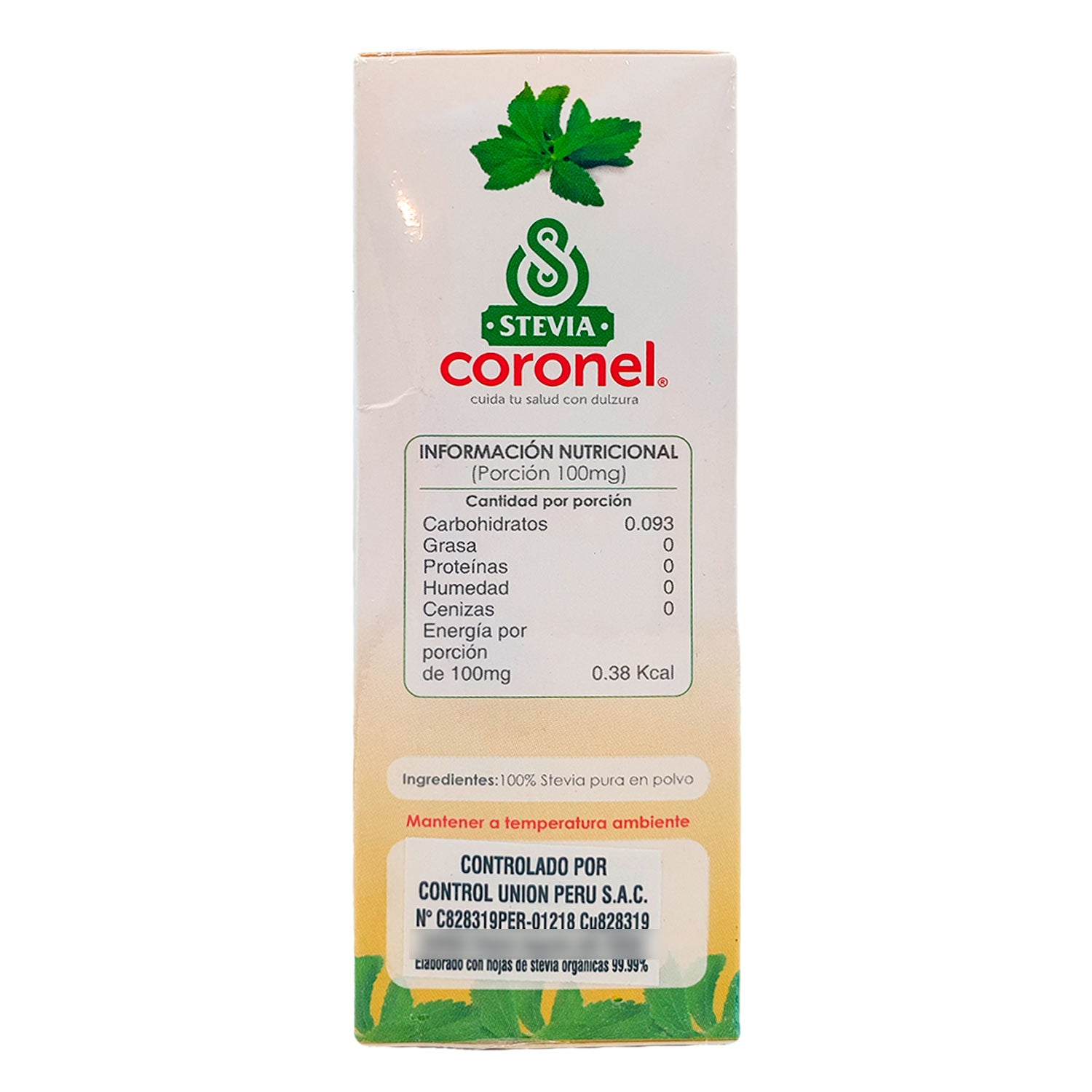 Stevia Coronel Pura y Orgánica en polvo - Stick Pack x 50u