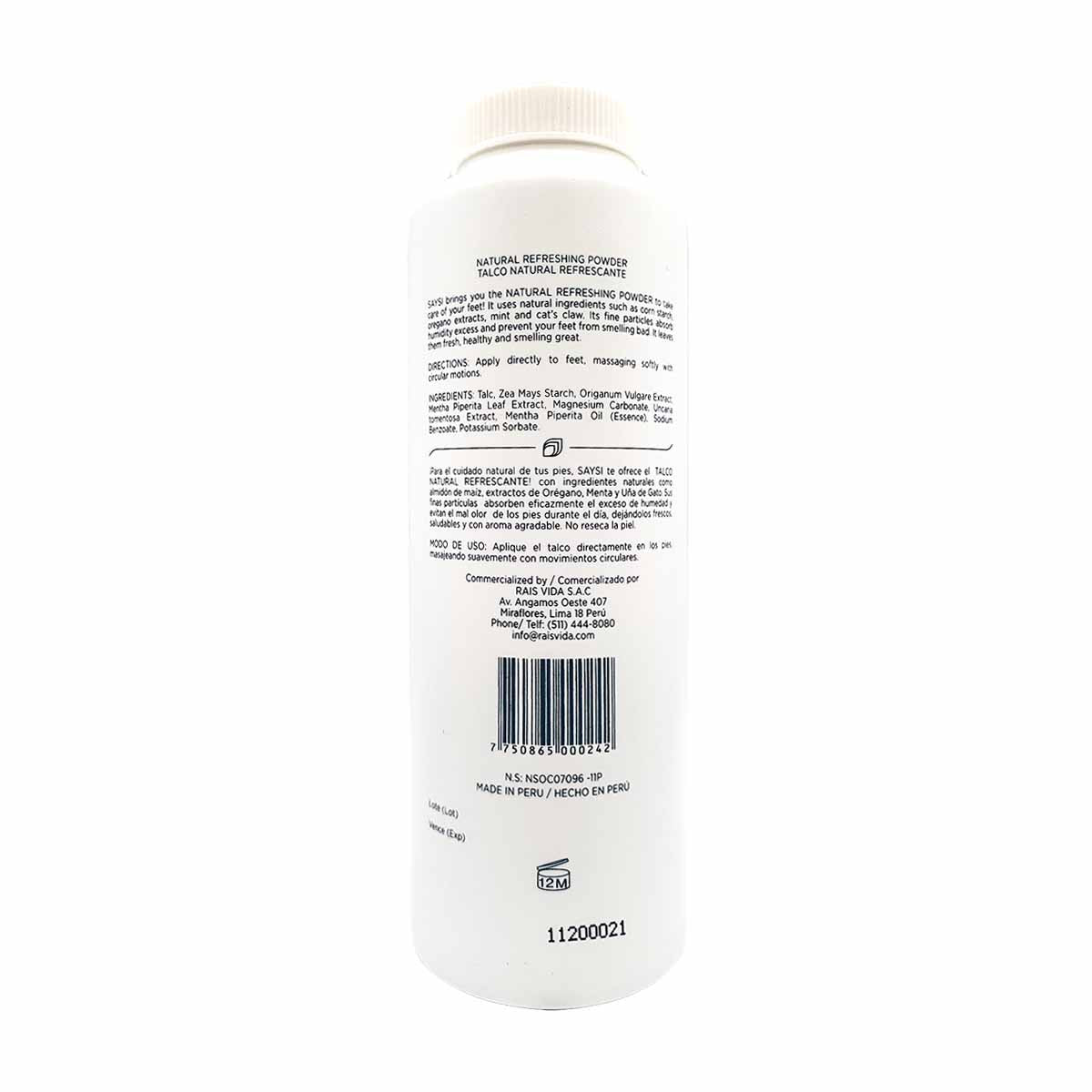 Talco Refrescante Natural con Uña de Gato, Orégano y Menta x 100g