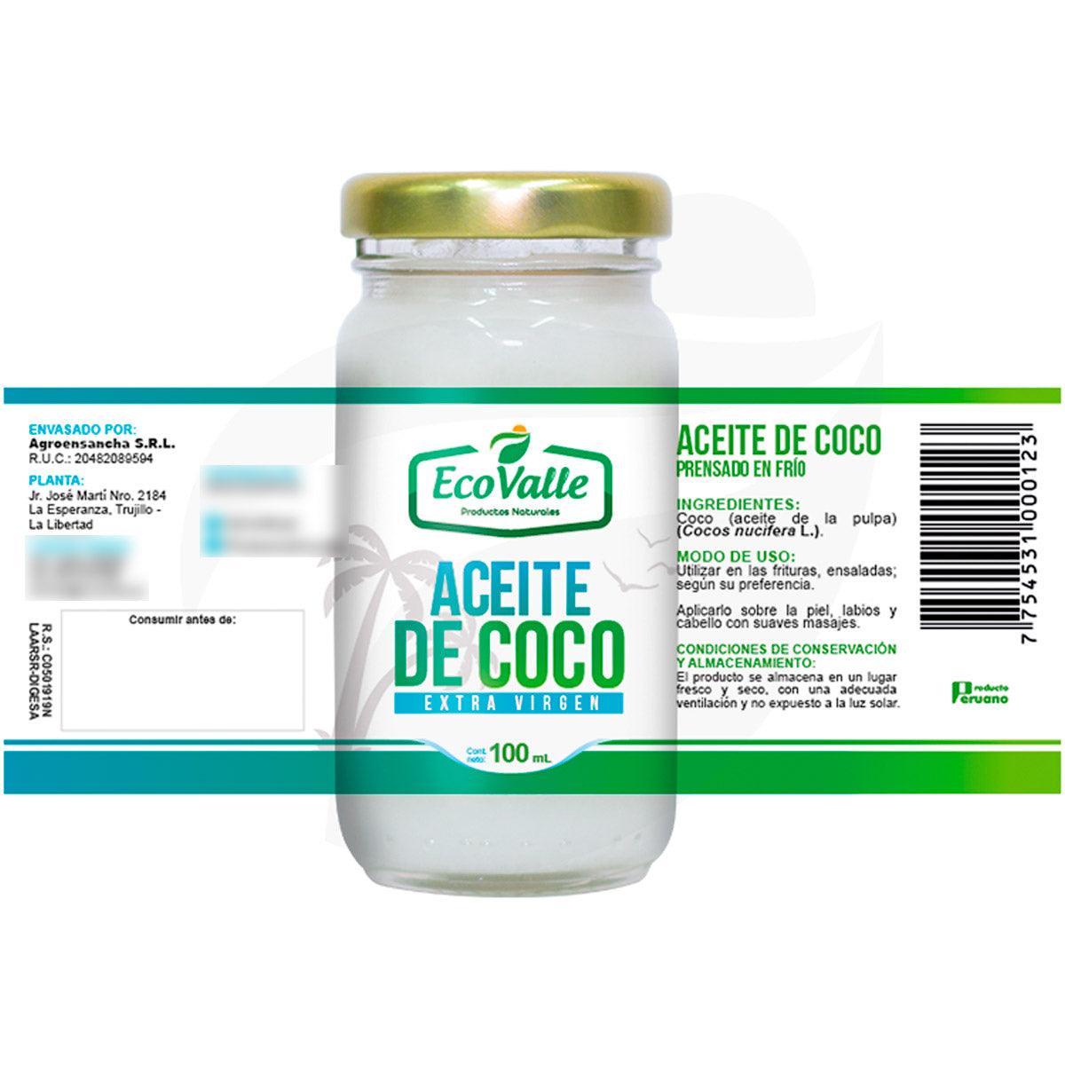 Aceite de Coco Extra Virgen x 100ml - Tikafarma