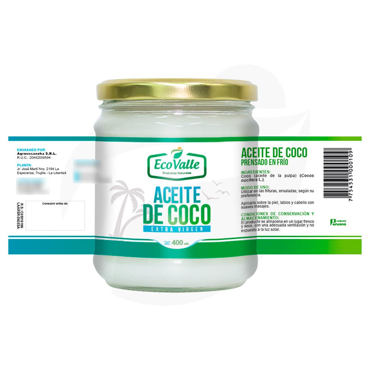 Aceite de Coco Extra Virgen x 400ml - Tikafarma