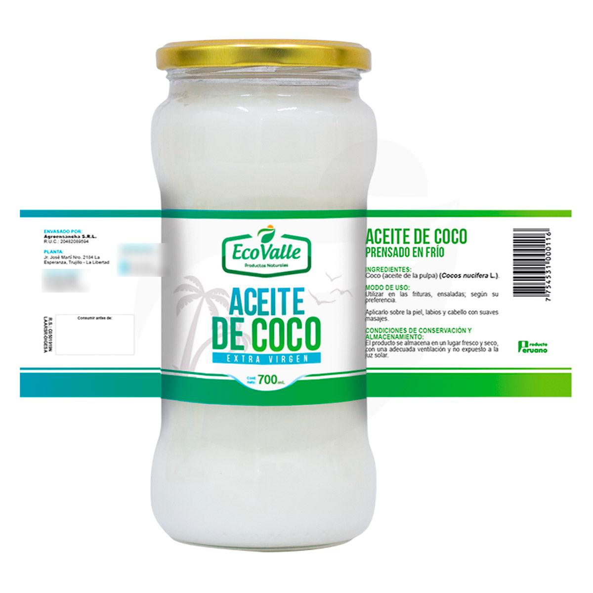 Aceite de Coco Extra Virgen x 700ml - Tikafarma