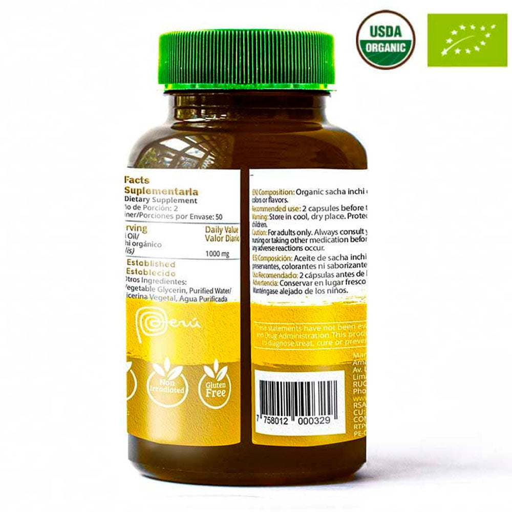 Omega 3-6-9 - Sacha Inchi orgánico en cápsulas (100 x 500mg)