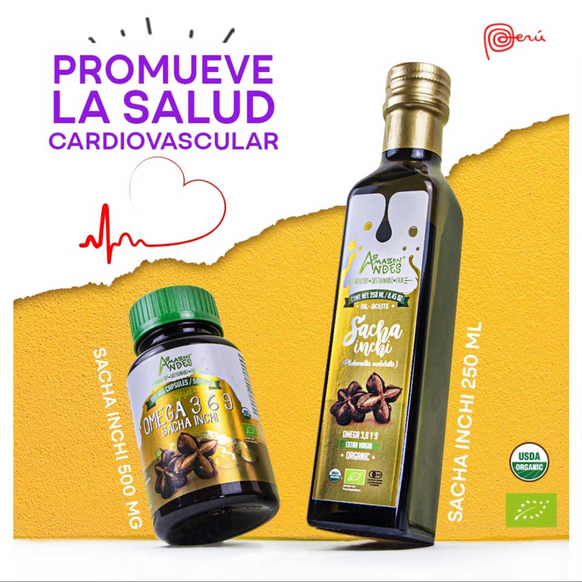 Omega 3-6-9 - Sacha Inchi orgánico en cápsulas (100 x 500mg)