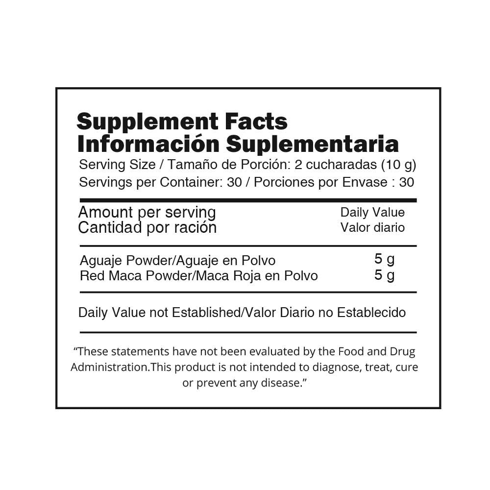 Maca Roja y Aguaje en polvo x 300g