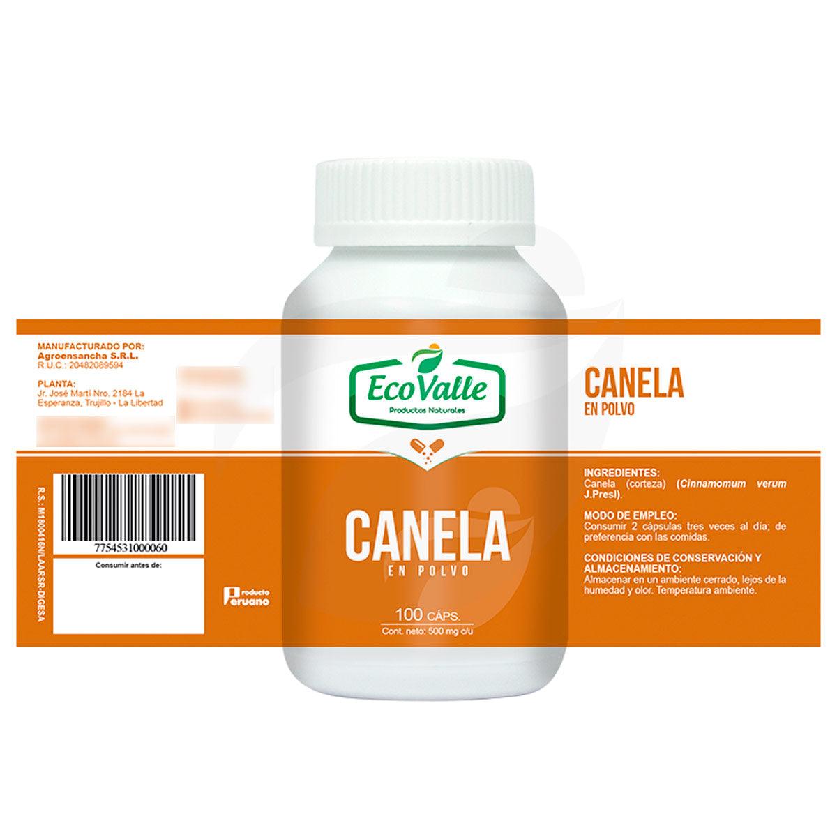 Canela en cápsulas (100 x 500mg) - Tikafarma