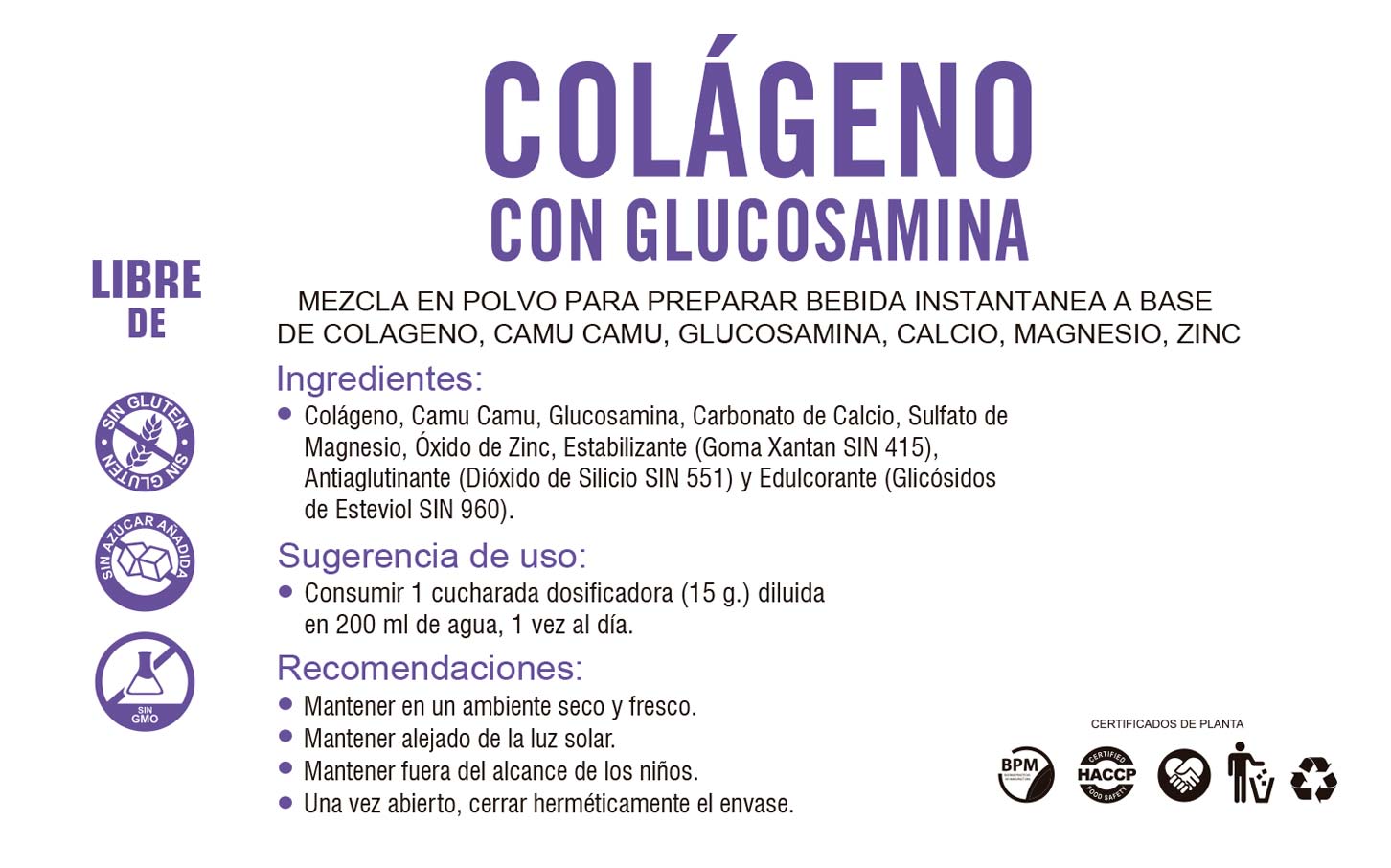 Colágeno Hidrolizado con Glucosamina x 500g