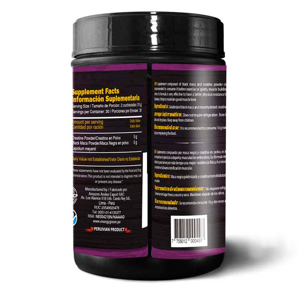 Creatina y Maca Negra en polvo x 300g
