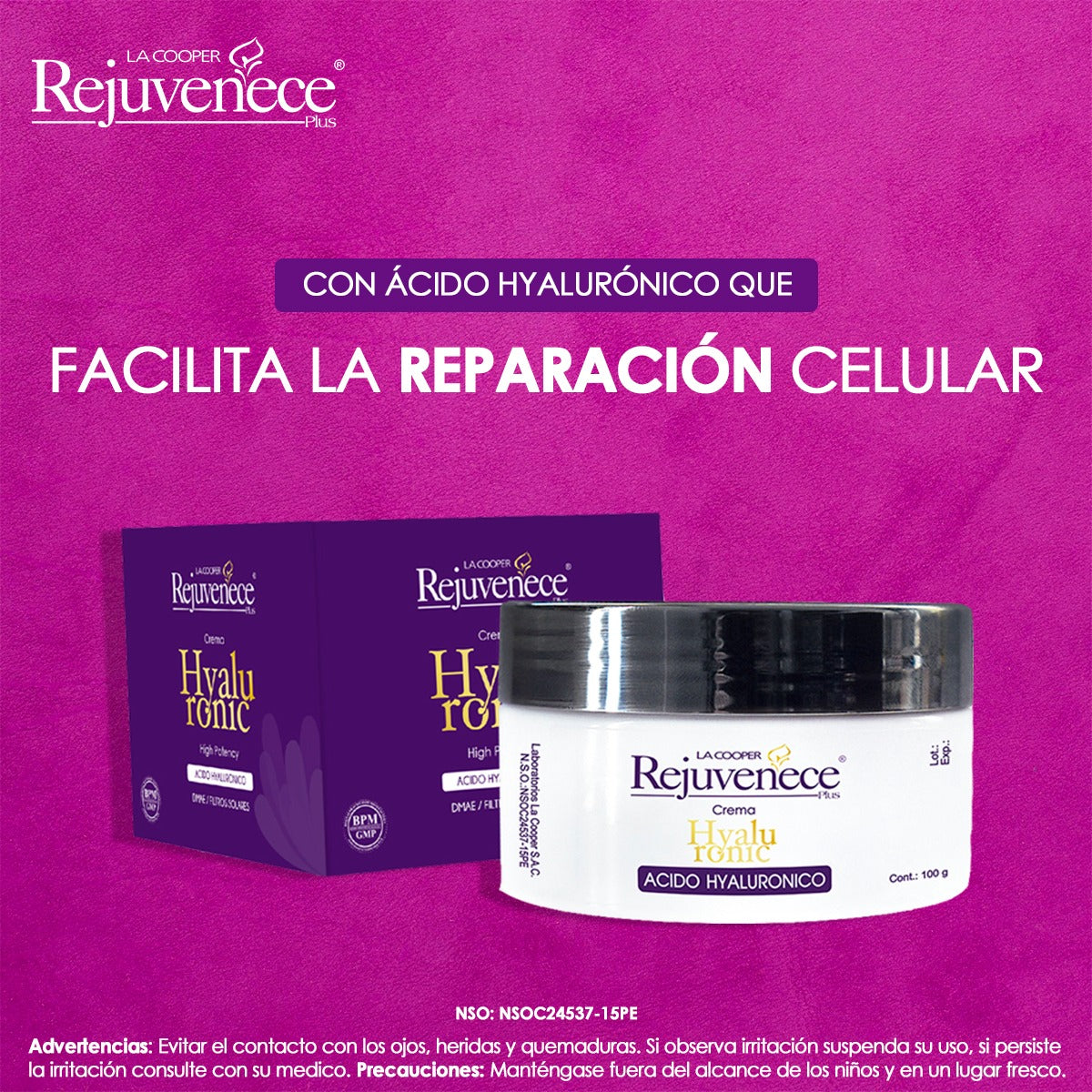 Crema Rejuvenece Ácido Hialurónico x 100g