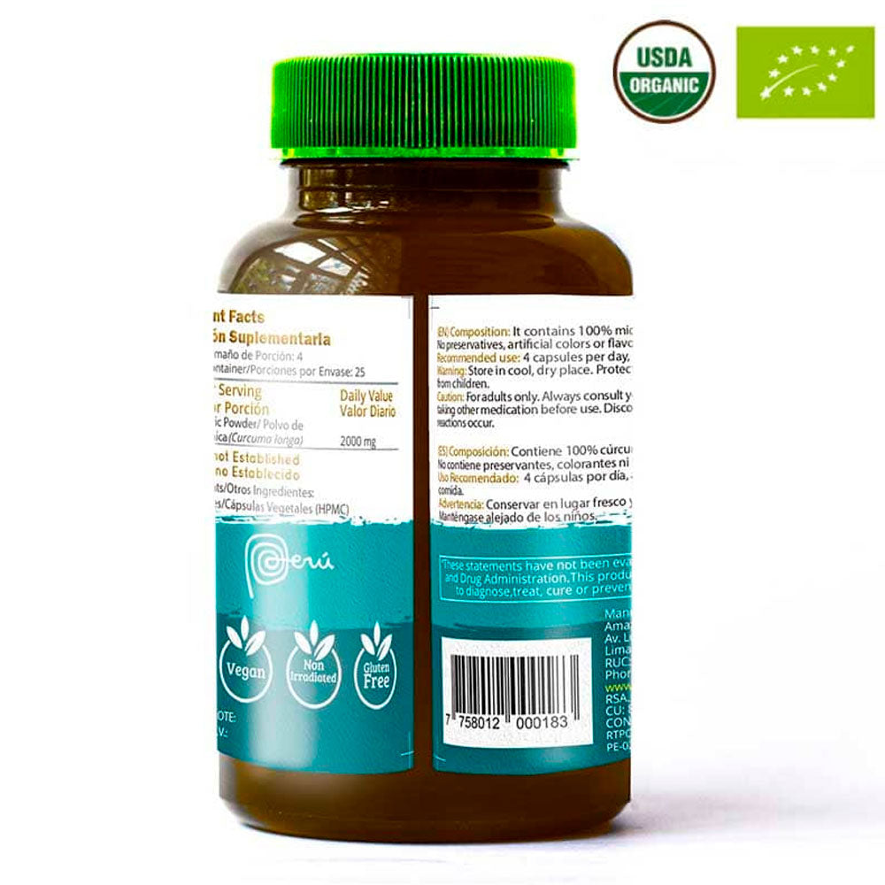 Cúrcuma Orgánica en cápsulas (100 x 500mg)