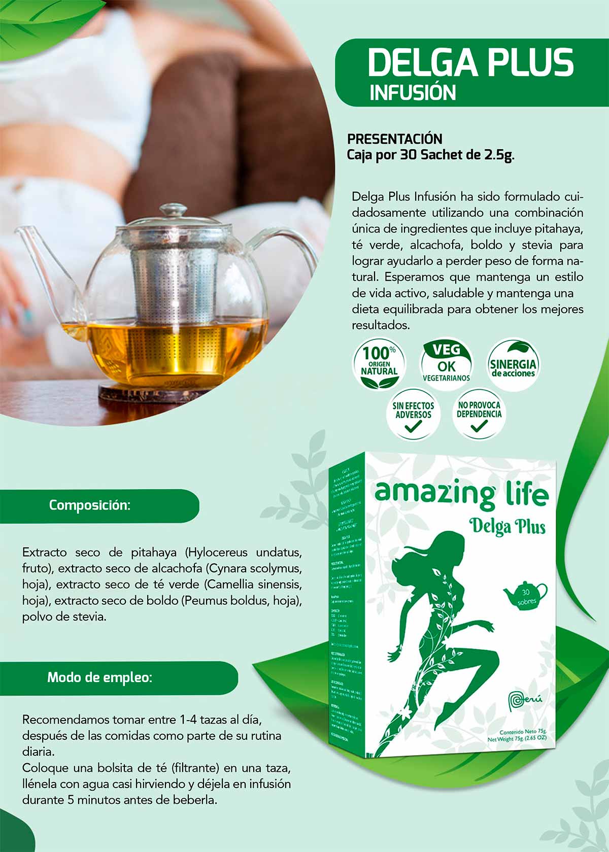 Té Delga Plus - Adelgazante Natural caja x 30 sachets