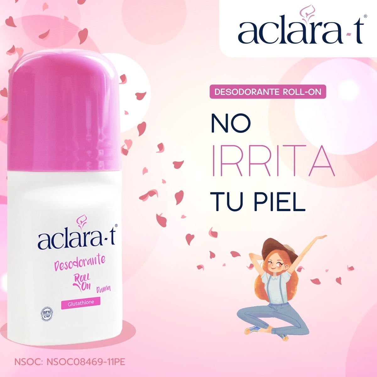 Desodorante Aclarante para Mujer con Glutathione x 50ml – Antitranspirante 24h, Antimanchas y Frescura 50ml