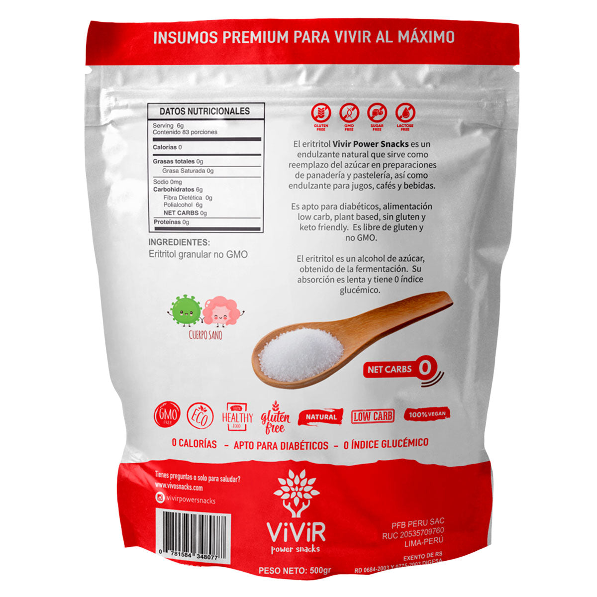 Eritritol Puro en polvo x 500g