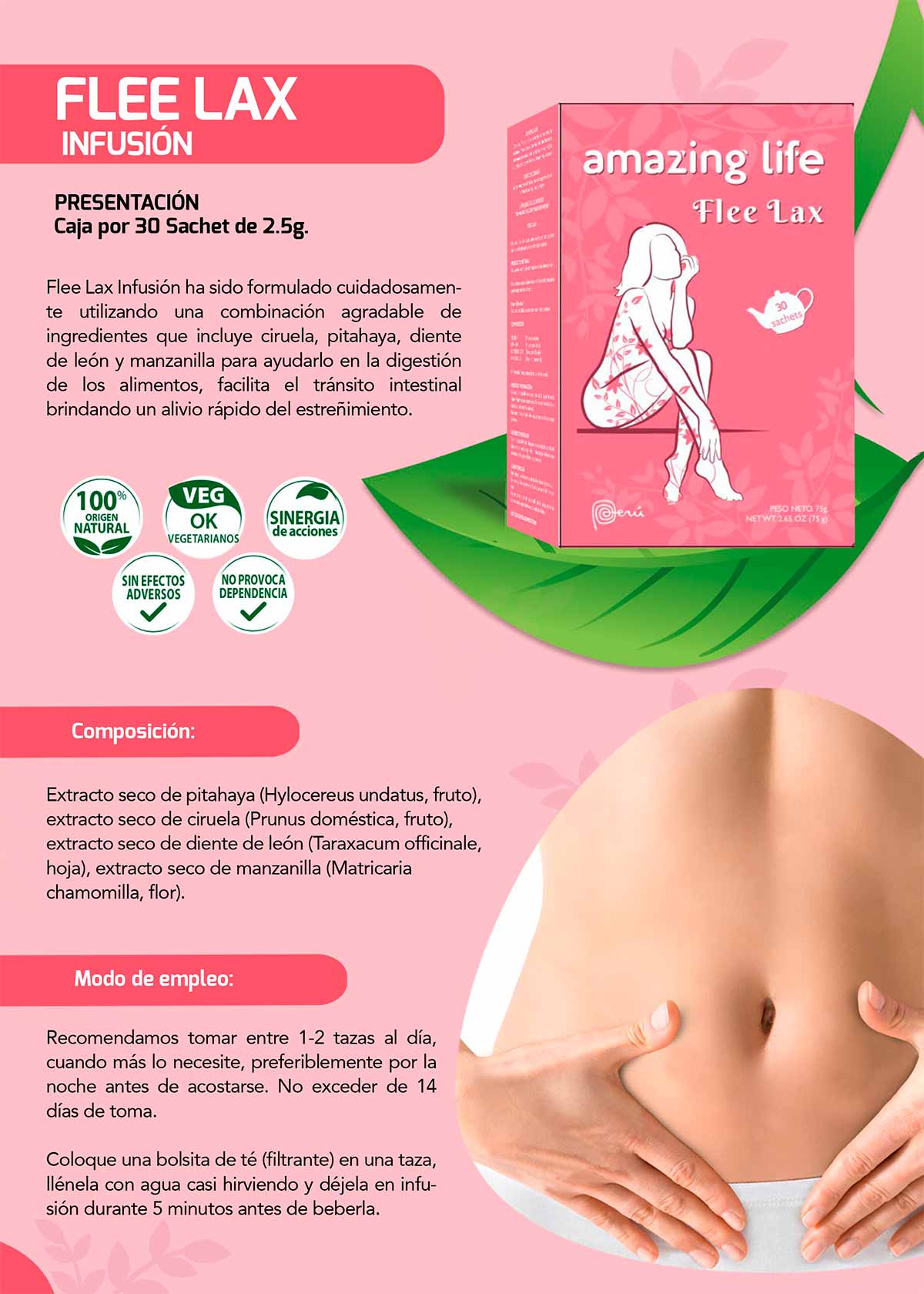 Infusión Flee Lax - Facilita Tránsito Intestinal caja x 30 sachets