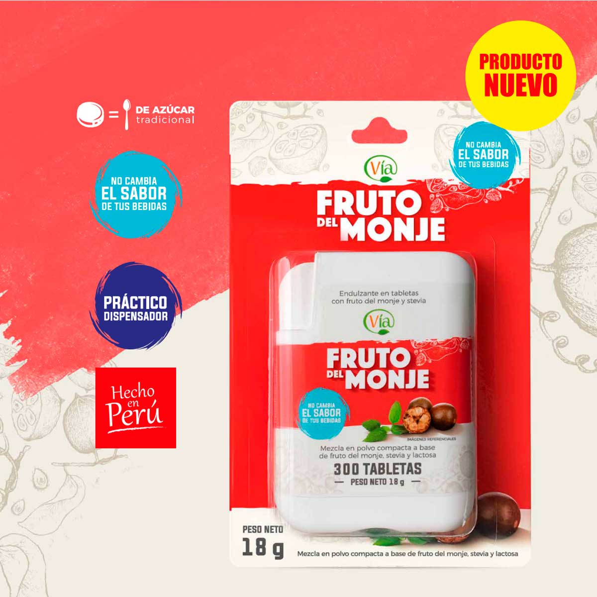 Fruto del Monje en Tabletas x 300 unidades – Endulzante Natural Sin Calorías