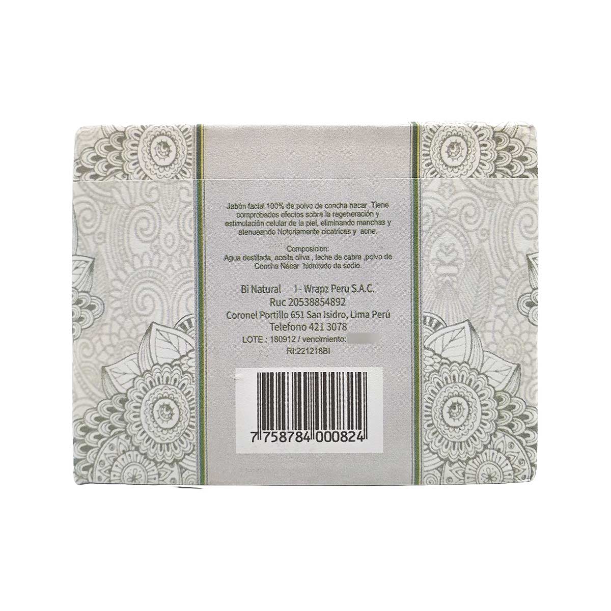 Jabón Artesanal de Concha de Nácar x 100g