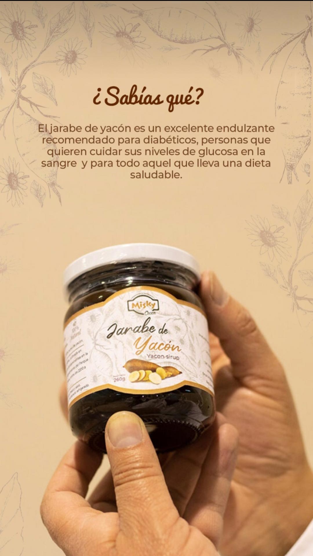 Jarabe de Yacón 100% Puro y Natural x 260g | Prebiótico Natural y Edulcorante Saludable