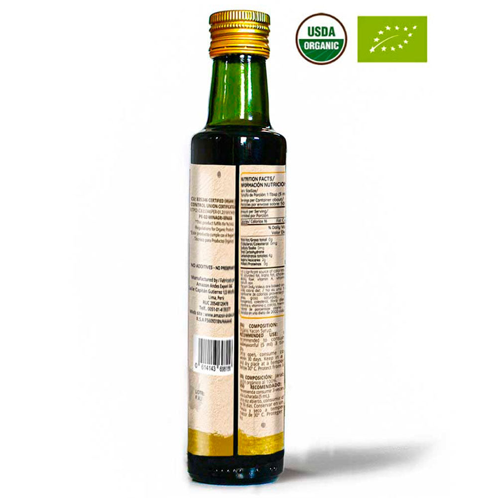 Jarabe de Yacón Orgánico x 250ml | Prebiótico Natural y Edulcorante Saludable