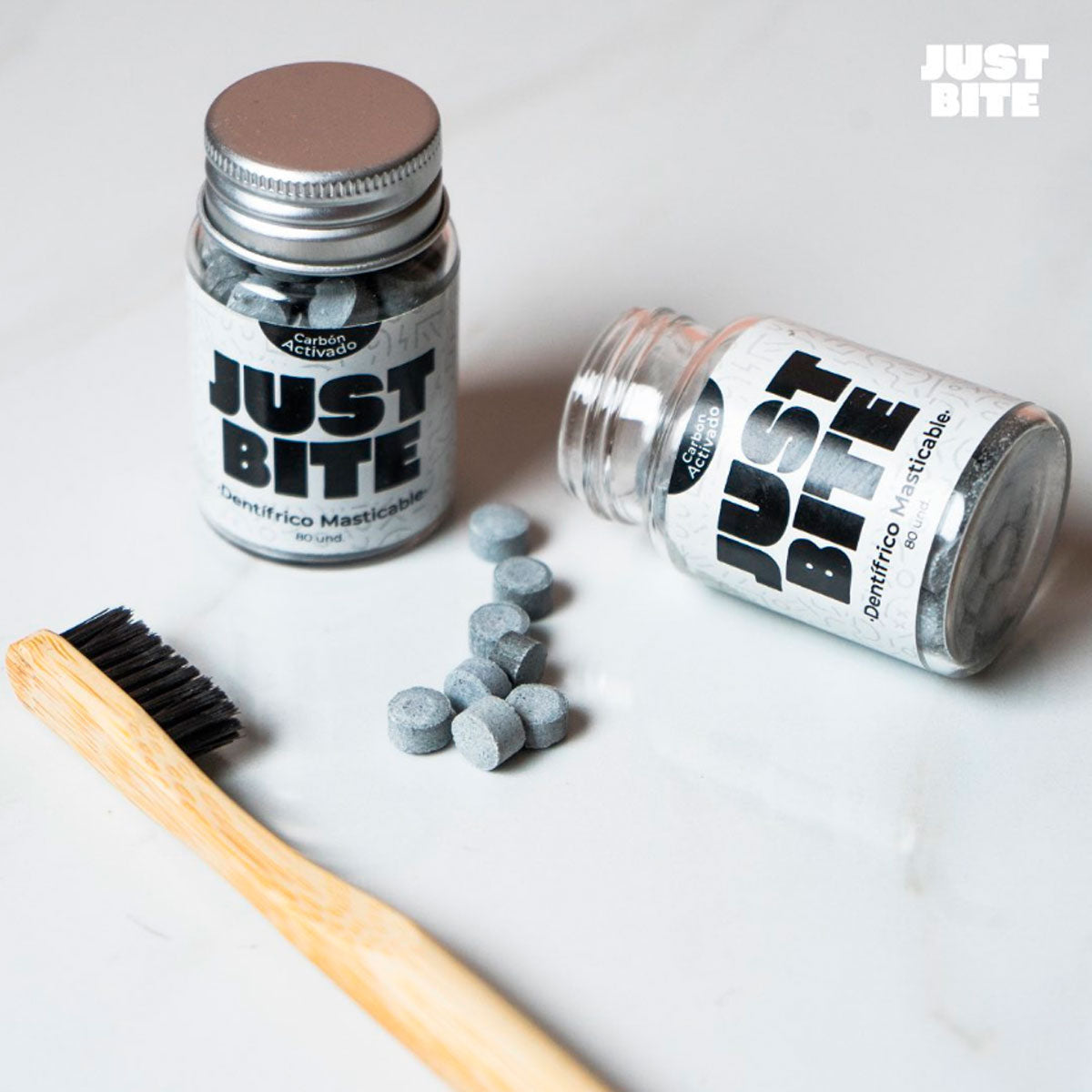 Pasta Dental Natural Sin Flúor en Pastillas - Carbón Activado