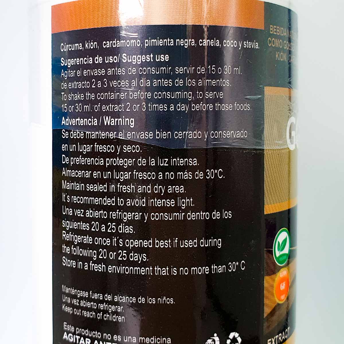 Leche Dorada (Golden Milk) - Cúrcuma, Jengibre y Pimienta Negra x 600ml