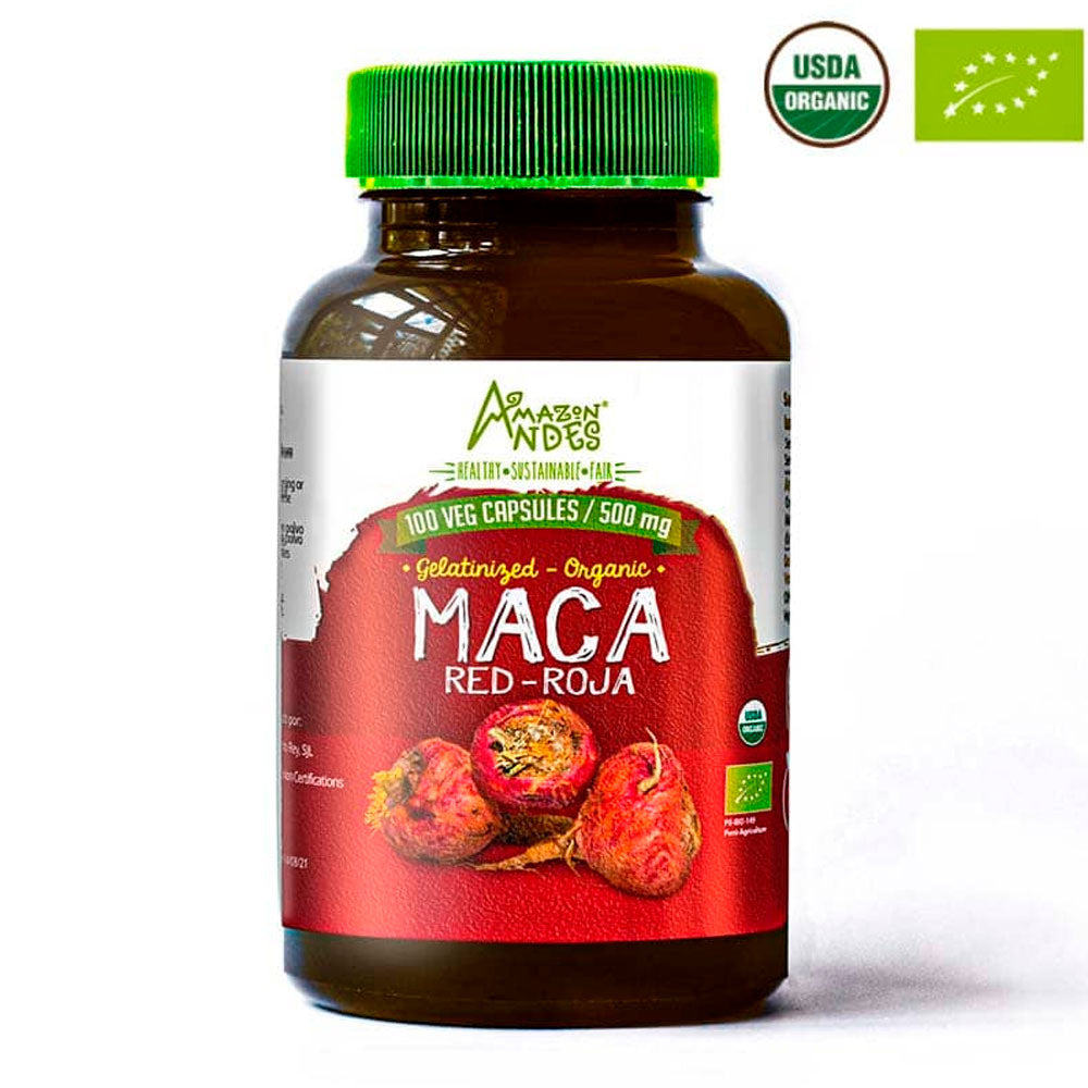 Maca Roja Orgánica Gelatinizada en cápsulas (100 x 500mg)