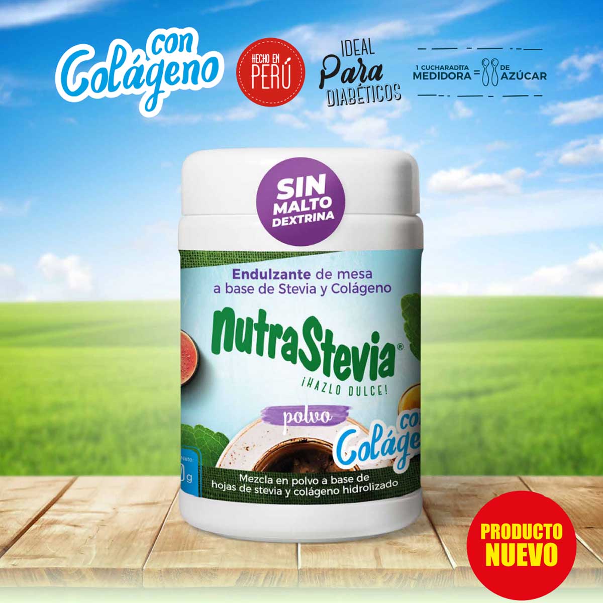Stevia con Colágeno NutraStevia en Polvo x 50g – Endulzante Natural Sin Calorías