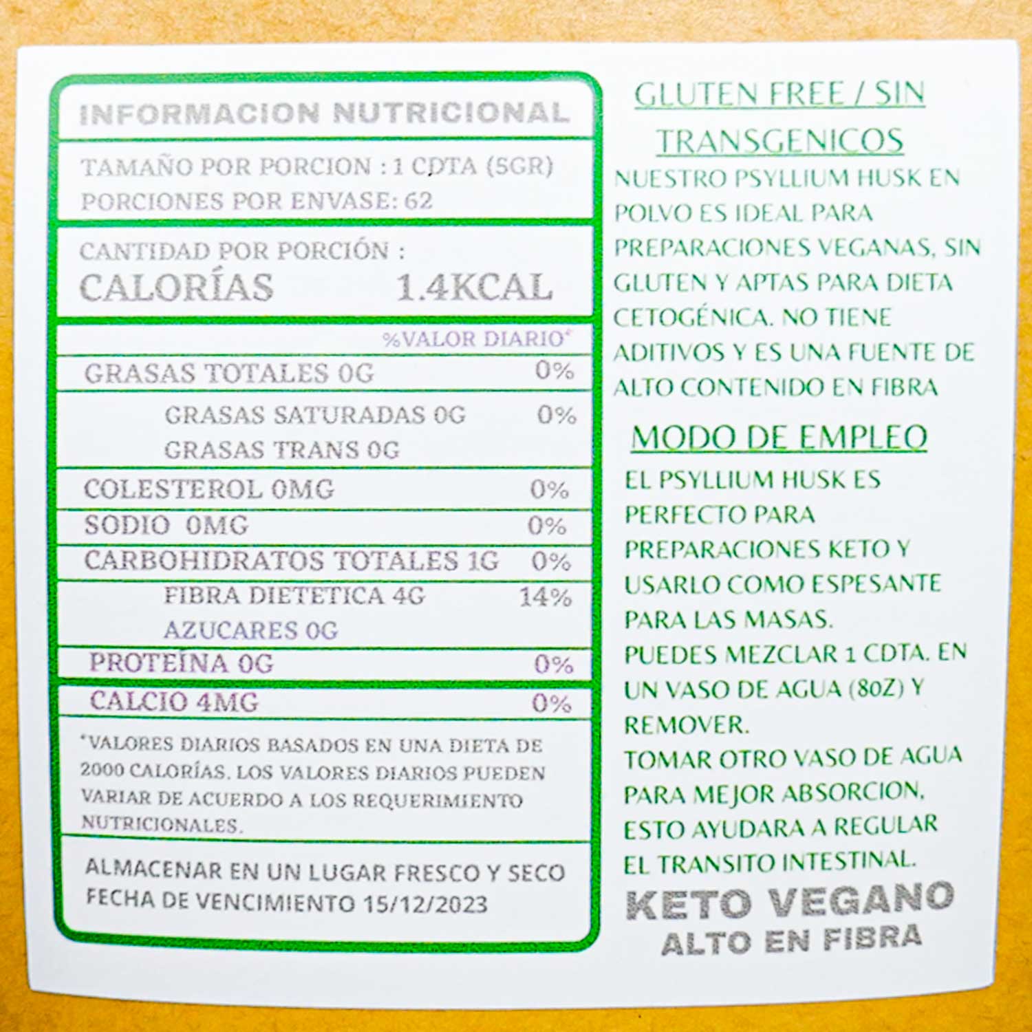 Psyllium Husk en polvo x 310g