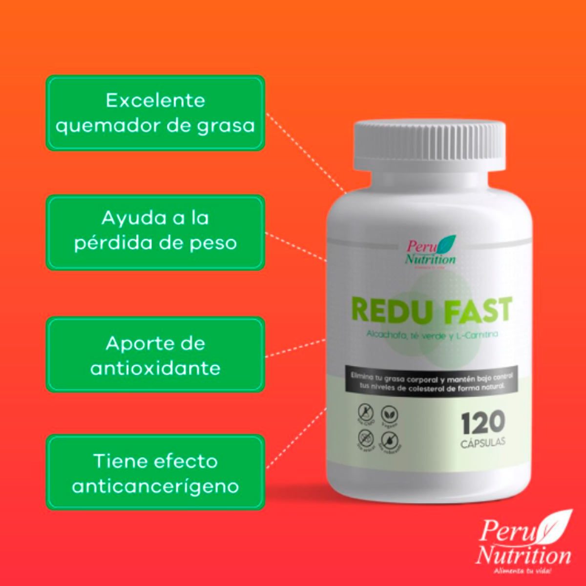 Redu Fast (Quemador de Grasa) en cápsulas (120 x 500mg)