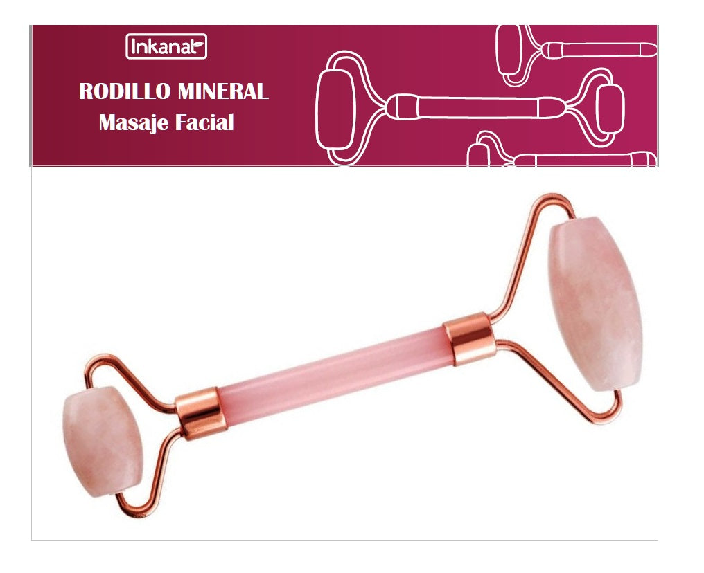 Rodillo Masajeador Facial de Cuarzo Rosa