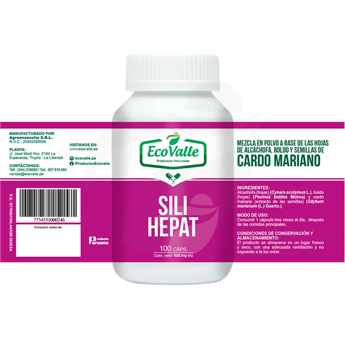 Sili Hepat (Alcachofa, Boldo y Cardo Mariano) en cápsulas (100 x 500mg)