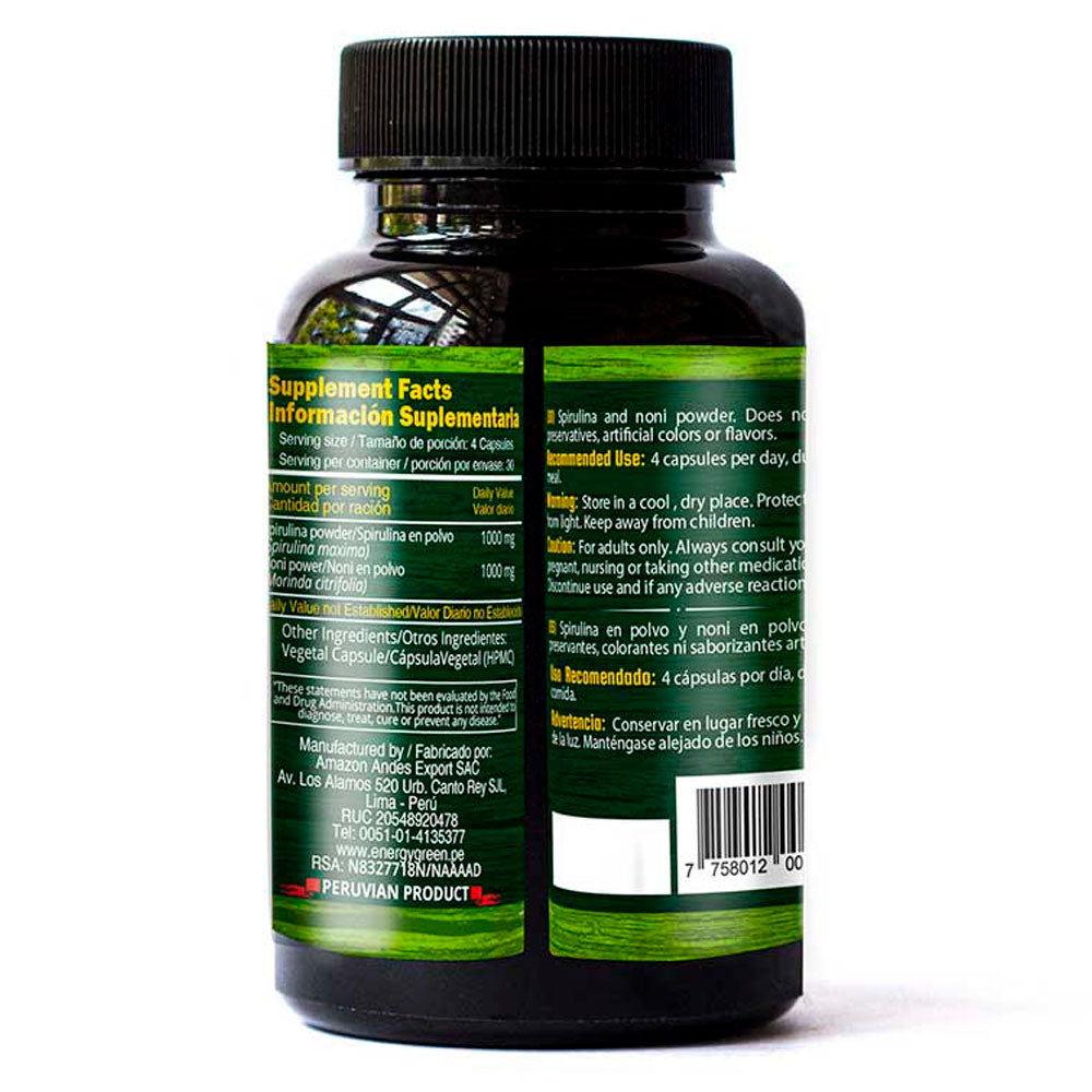 Espirulina & Noni en cápsulas (120 x 500mg)