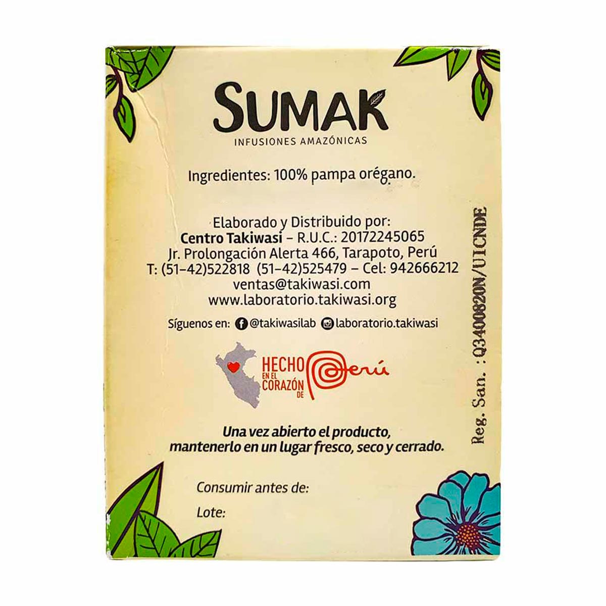 Digestión Saludable - Hojas Deshidratadas de Pampa Orégano x 30g